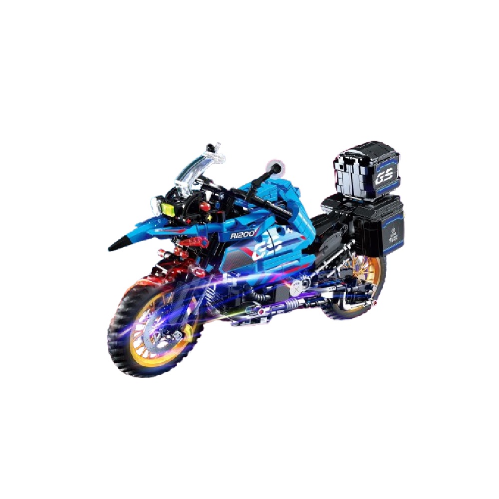  [Brick Republic]KUYU MOXING 7081 Heavy Motorcycle &ndash; Blue (Educational Building Blocks), , large