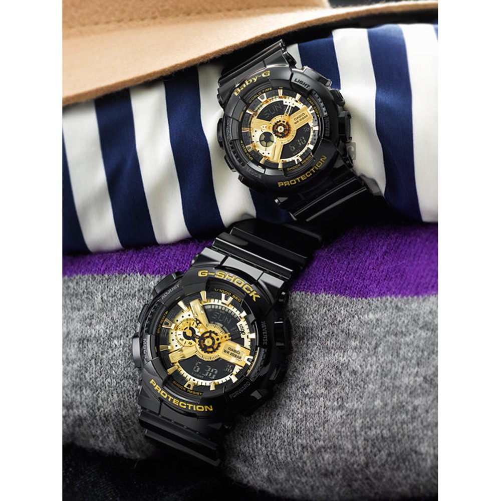 CASIO 卡西歐 Baby-G 黑金率性雙顯錶 BA-110-1ADR, , large