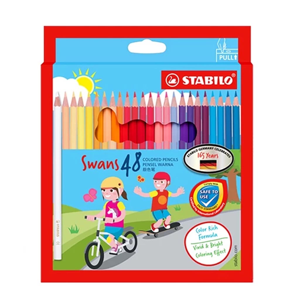 STABILO 德國 思筆樂 Swans 油性色鉛筆 紙盒 48色組 / 盒 ST1870/48, , large
