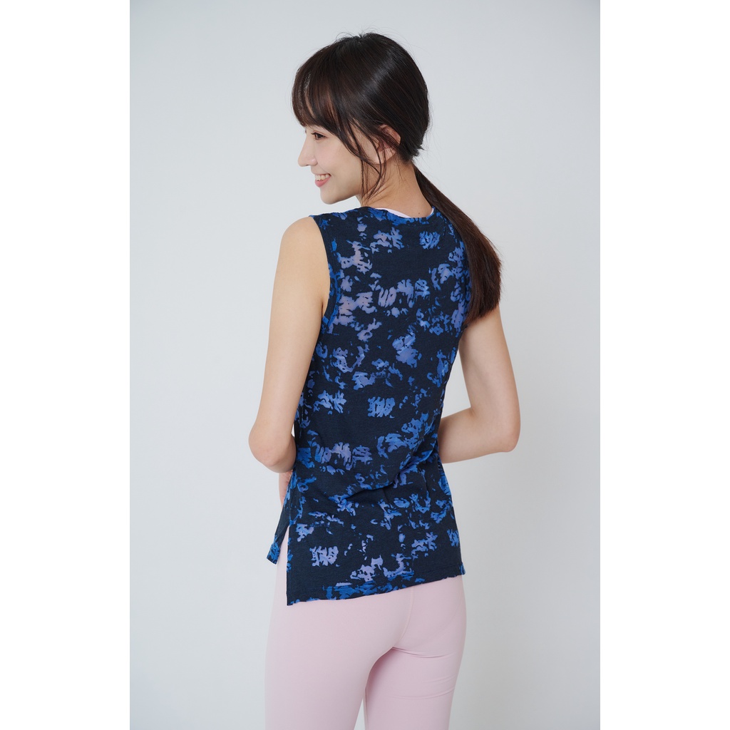 YOGA FLOW Burn Out Tank ( L ) - 圓領長版燒花罩衫 - 湛藍 Blue Ore, , large