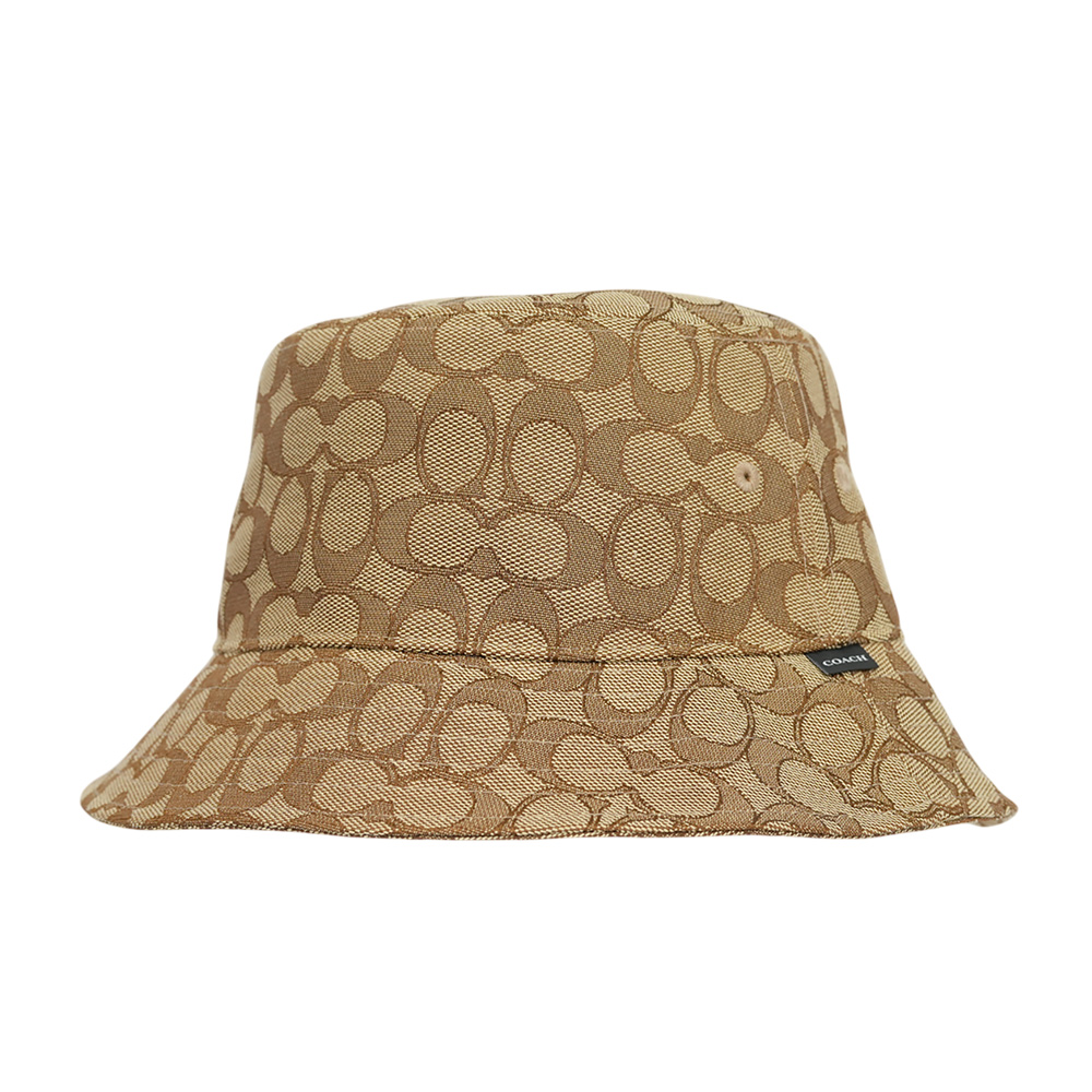 COACH 滿版CC Logo 緹花布漁夫帽 M-L/卡其色, , large