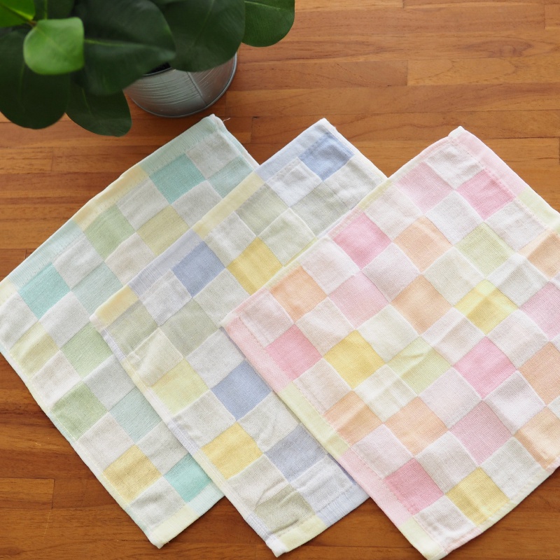 [Kaimei Cotton Industry] 20 randomly selected pure cotton soft gauze small square scarf - colorful pattern, , large