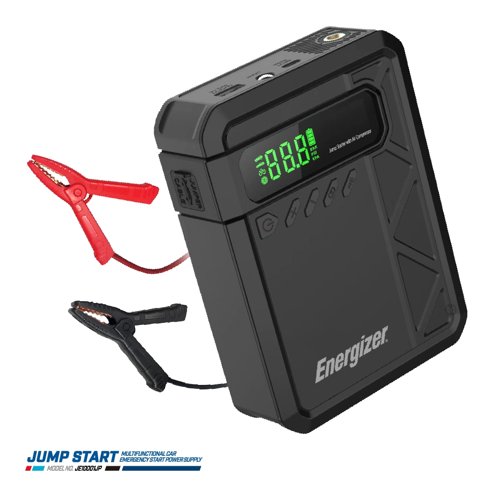 Energizer 4-in-1 Electric Air Inflator/Starter JE10001JP - Helps with vehicle rescue, air inflation, charging, and lighting. Includes storage bag. 12V., , large