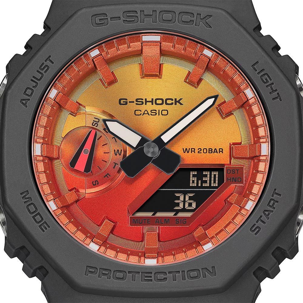 CASIO 卡西歐 G-SHOCK 熾熱火焰系列 八角雙顯手錶 GA-2100FL-8A, , large