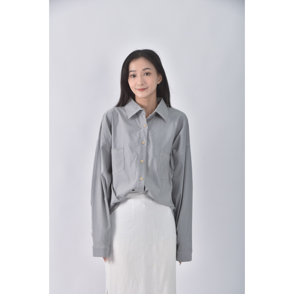 (XL) ystrive排扣灰色長袖上衣二手衣, , large