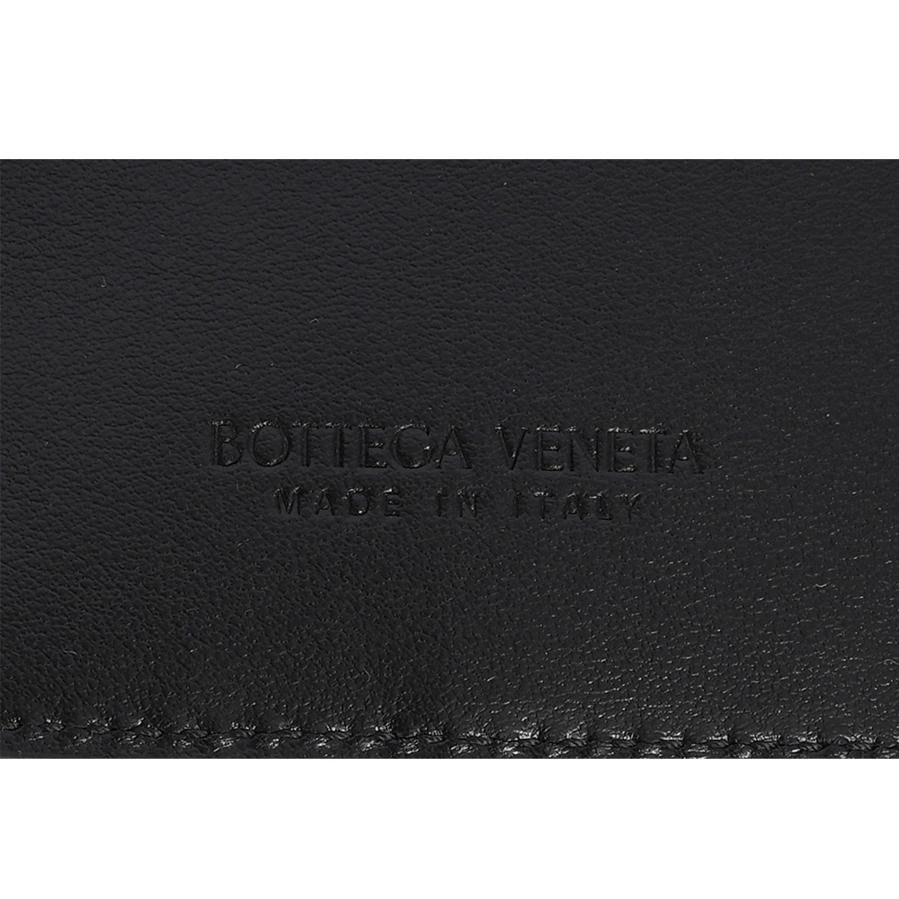 BOTTEGA VENETA 小羊皮及小牛皮編織暗釦式二折短夾/黑色, , large