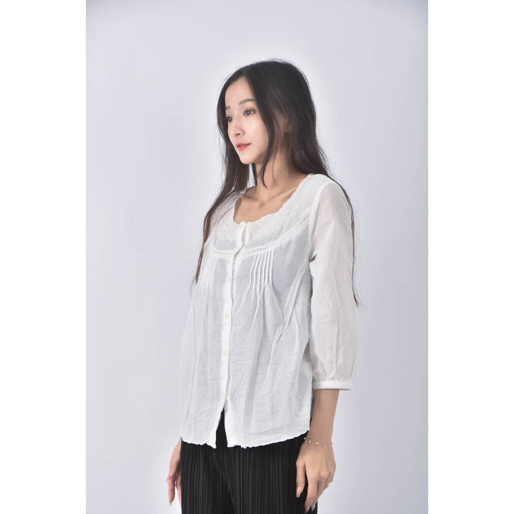 (M) selectione純棉白色長袖上衣二手衣, , large