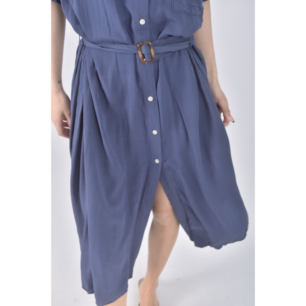 (S) mouggan質感藍色綁帶洋裝二手衣, , large