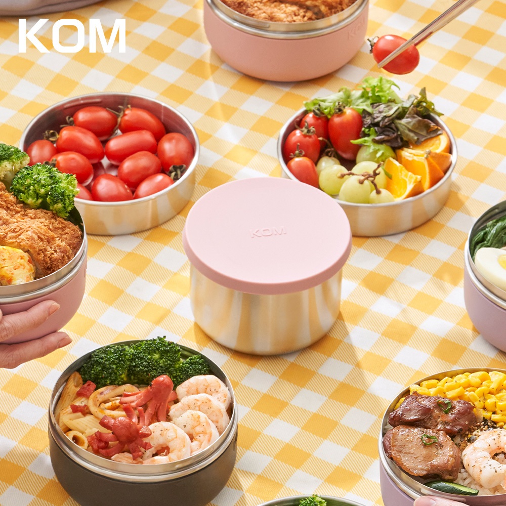 【KOM】一器盒成 可微波矽膠304不鏽鋼便當盒, 紫色, large