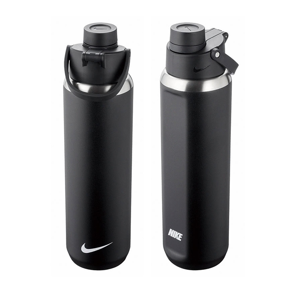 NIKE SS RECHARGE 大口徑保冷瓶 24OZ 運動水壺 隨身杯 水瓶 轉蓋 便攜 人體工學 防漏 黑 銀黑, , large