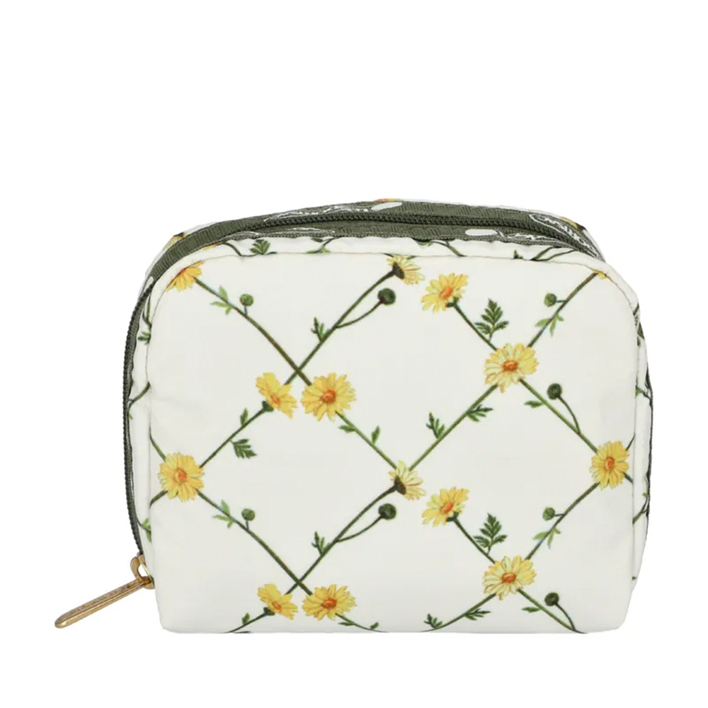 |快速出貨|Lesportsac Square Cosmetic 方形收納化妝包 送禮-淡雅雛菊, , large