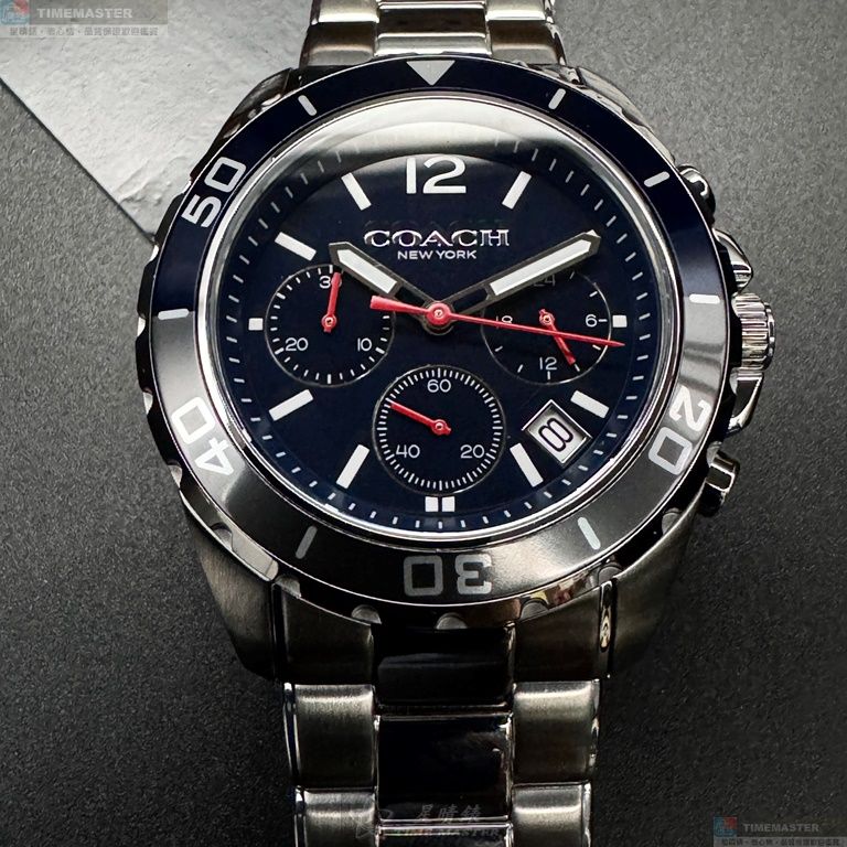 [星晴錶業]COACH手錶,44mm,CH00180寶藍色錶面銀錶殼銀色精鋼錶帶款