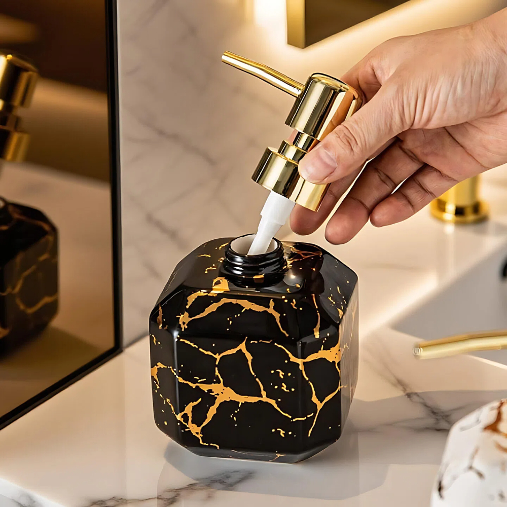【A&R】御石鎏金陶瓷洗護按壓瓶 380ML - 曜石黑, 曜石黑, large