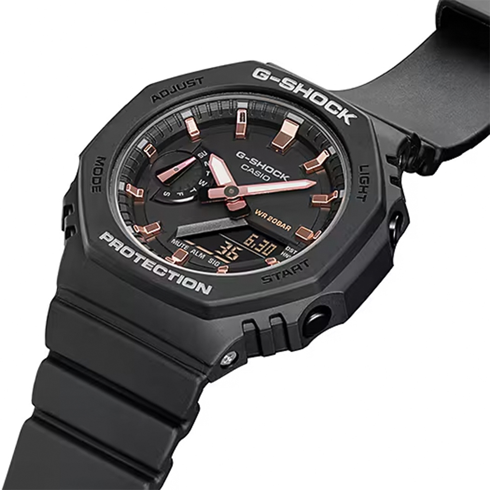 CASIO 卡西歐 G-SHOCK 八角 黑色霧面雙顯手錶 GMA-S2100-1A, , large