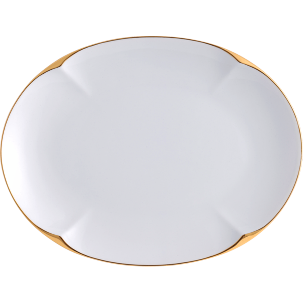 LEGLE - Auspicious Small Dish - Oval Plate with Gold Rim 26cm