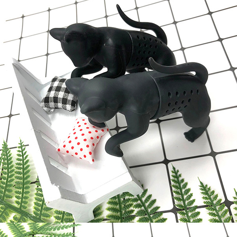 Attention Cat Lovers! Purrtea Cat Black Cat Tea Infuser&mdash;holds tea bags or loose leaf tea. Made of food-grade silicone, perfect for brewing tea. Great as a gift or for gift exchanges., , large