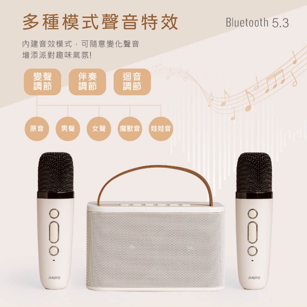 RASTO RD15 10W dual-microphone Bel Canto multi-mode singing Bluetooth 5.3 speaker high-quality surround sound IPX4 waterproof, , large