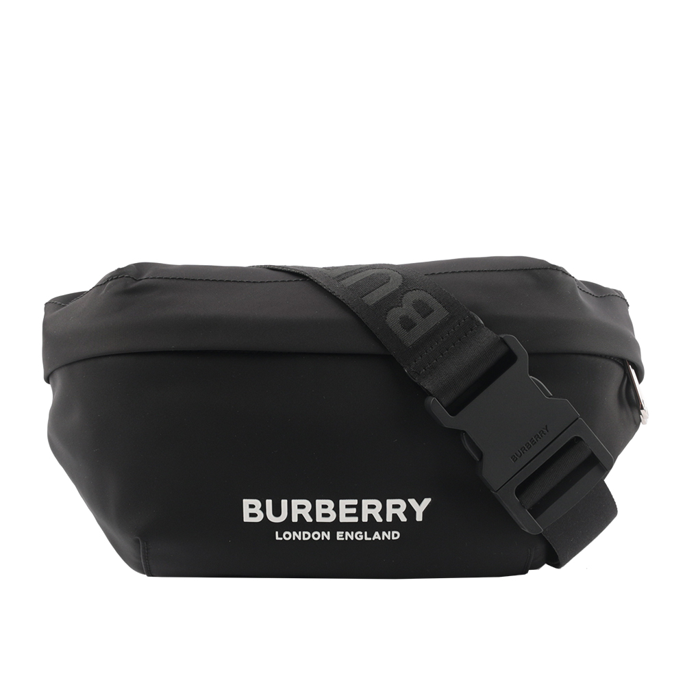 BURBERRY Logo 標誌尼龍 Sonny腰包/黑色