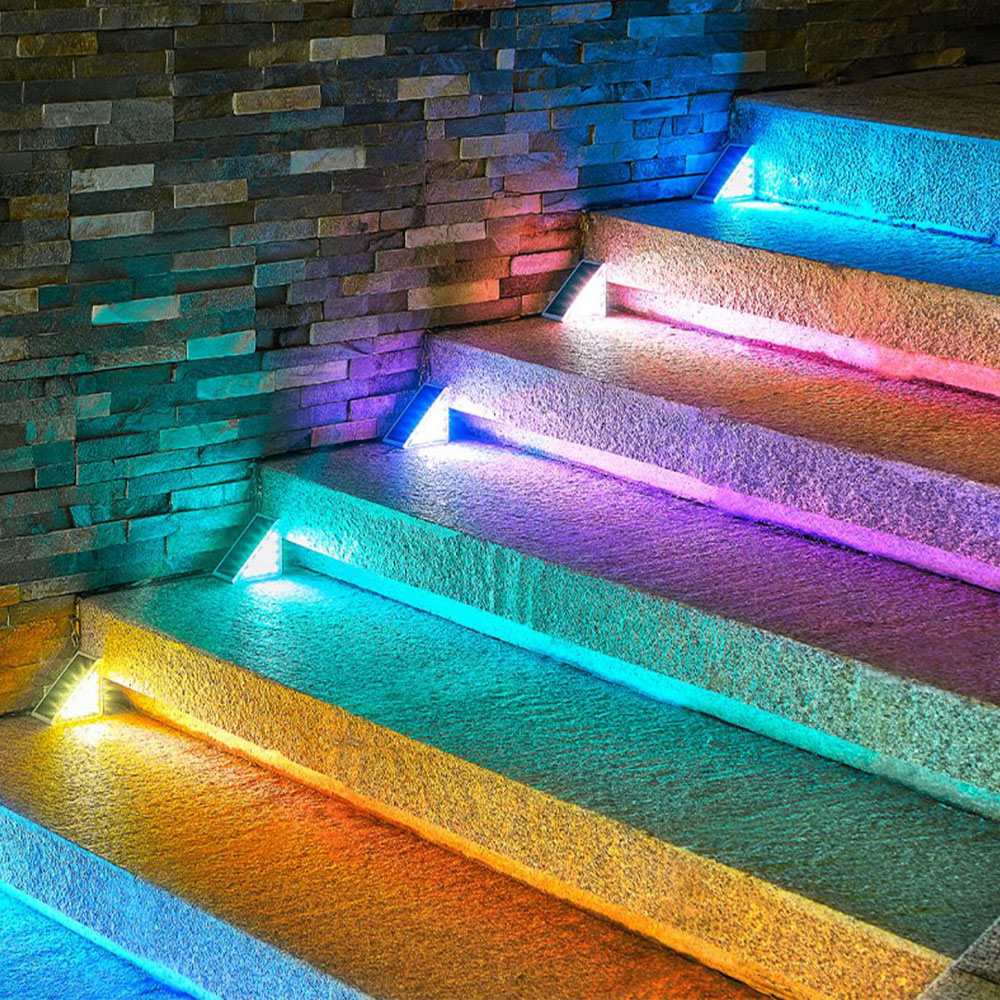 Solar-Powered Step Light – Multicolor Light (2 Pcs/Set), 彩色（兩入）, large