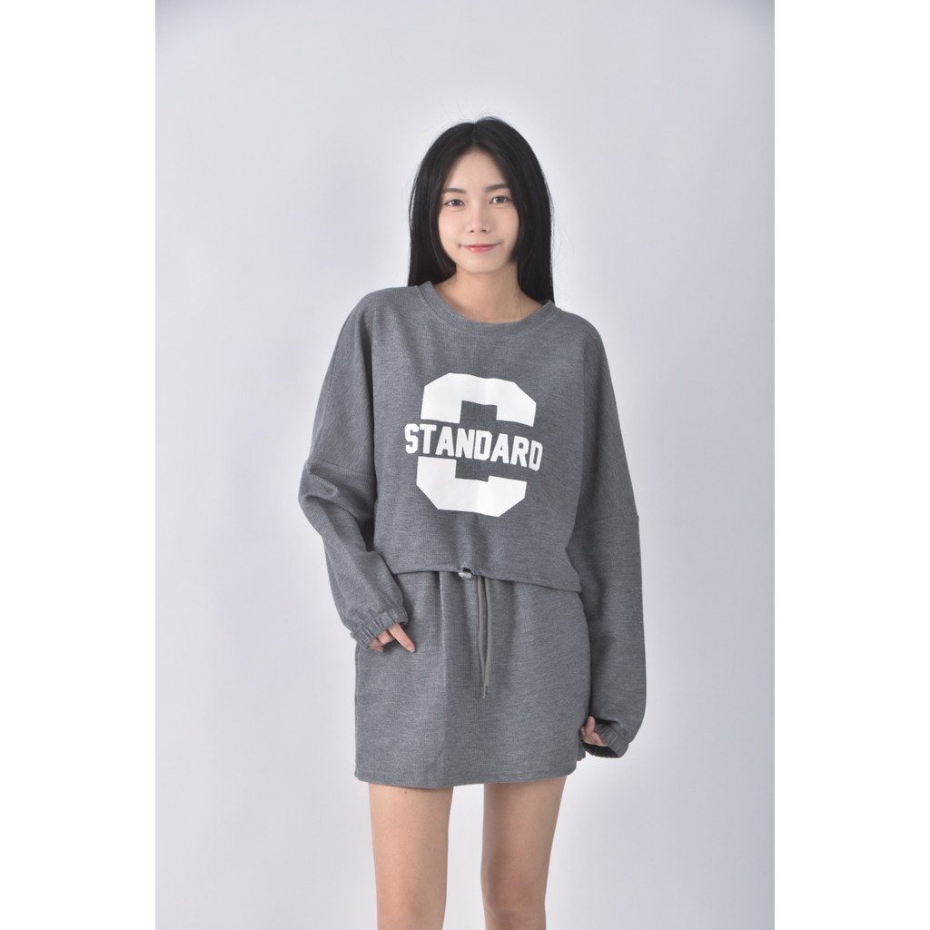 (M) in touch韓牌字母灰色套裝二手衣, , large