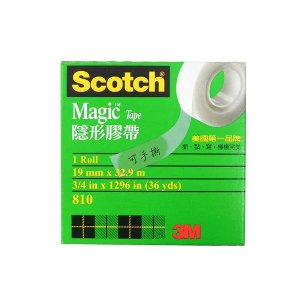 【3M】Scotch 隱形膠帶 可書寫 可手撕 19mm x 32.9M /個 810-3/4, , large