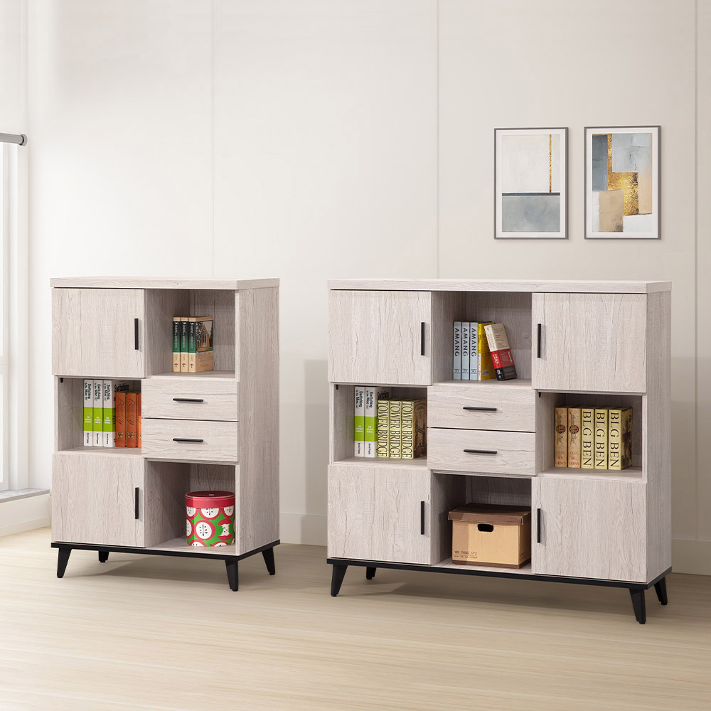 【唯熙傢俱】凱熙橡木白2.7尺收納櫃, , large