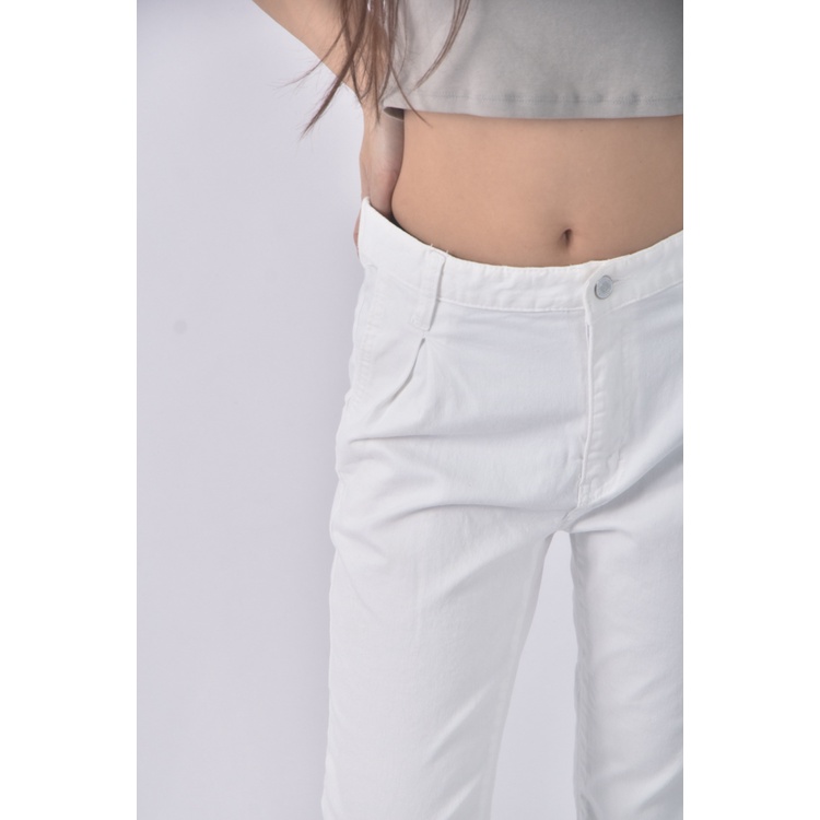 (M) flyup韓牌高腰直筒白色長褲二手衣, , large