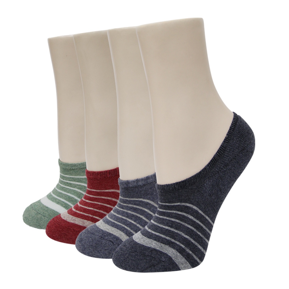 【D&G】條紋足底圈絨隱形女襪<暗紅>D374 氣墊 毛巾底 襪子 隱形襪, , large