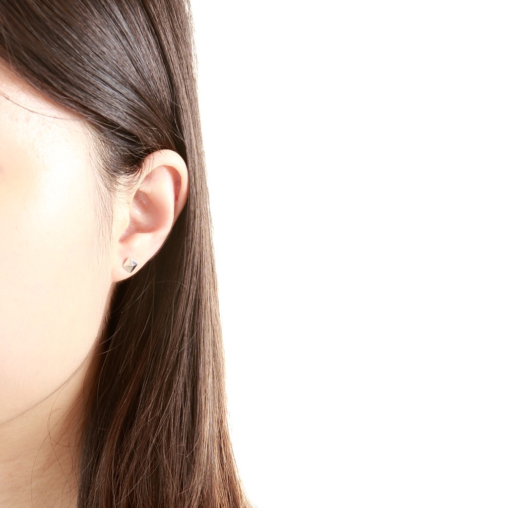 【Angel & Me】嘻哈 金字塔 鉚釘 一對 s925 純銀 耳環 耳夾 生日 聖誕 情人節 禮物, , large