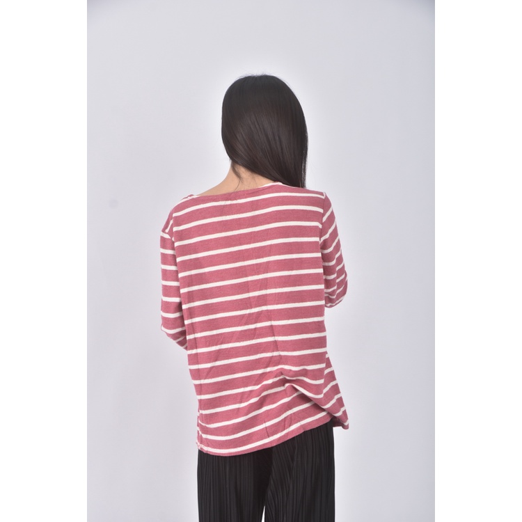 (M) by pink韓牌質感條紋粉色長袖上衣二手衣, , large