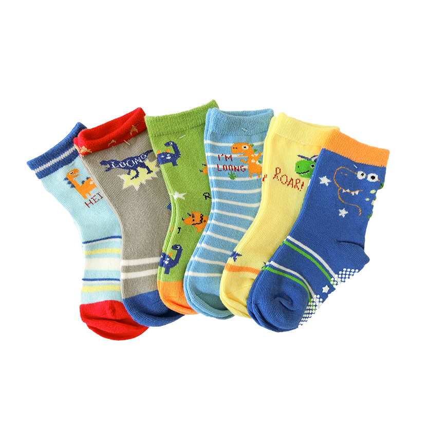 Kaimei Cotton] MIT Made in Taiwan Pure Cotton Anti-Slip Children's Socks Jurassic Park Style 9-13cm-8 Pairs, , large