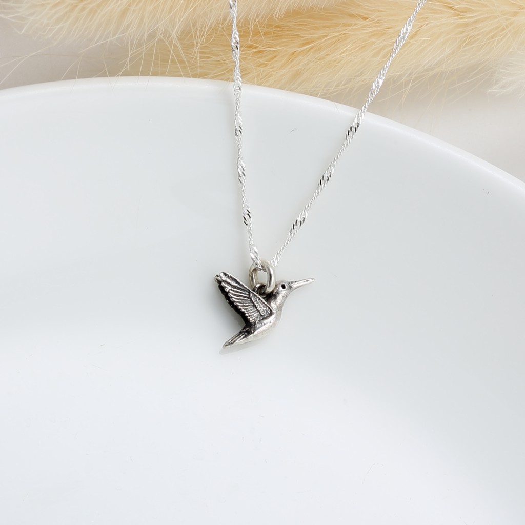 【Angel & Me】Love Hummingbird s925 sterling silver necklace Valentine Day gift, , large