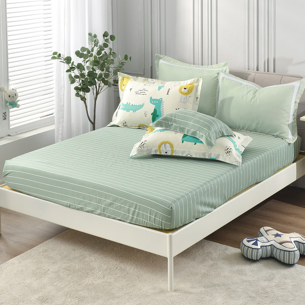 【Betrise】Crocodile Jumping | Environmentally friendly printing and dyeing anti-mite and antibacterial 100% combed cotton dual-purpose quilt and bed sheet set - Large, , large