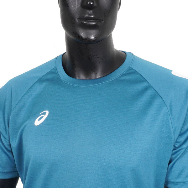 Asics 男女 短袖上衣 T恤 運動 休閒 輕量 吸濕 快乾 舒適 亞洲版 藍綠 [2033B947-401], , large