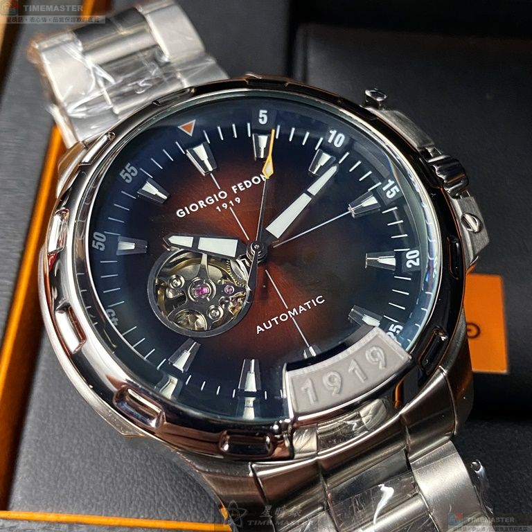 [星晴錶業]GiorgioFedon1919手錶,46mm,GF00068古銅色錶面銀錶殼銀色精鋼錶帶款, , large