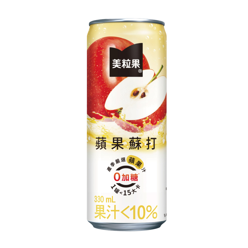 美粒果零加糖蘋果蘇打330ml, , large