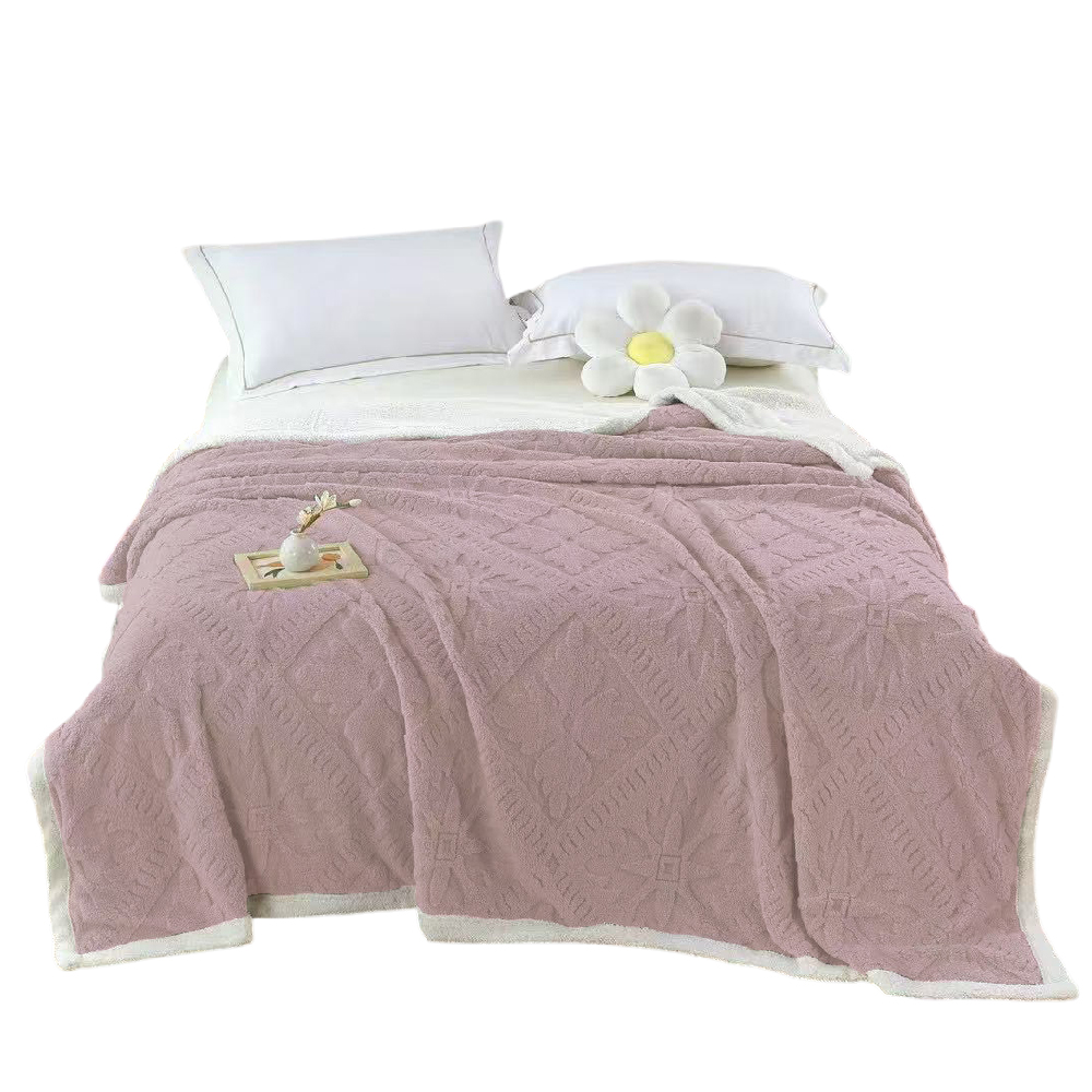 [Home Shopping Network Selected] 3D Snowflake Design Two-Tone Murray Fleece Blanket - Purple x 2 (150x200cm/blanket), , large