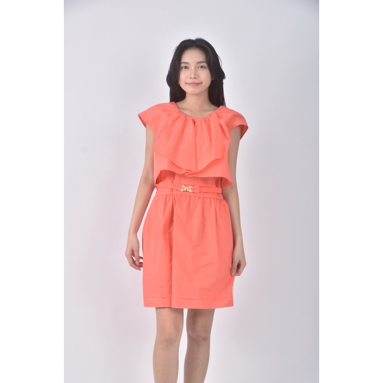 (S) jorya質感棉質橘色洋裝二手衣