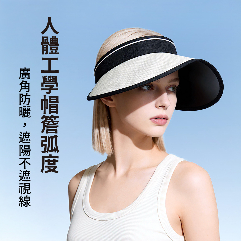 可收納斜背式黑膠UV防曬遮陽帽, , large