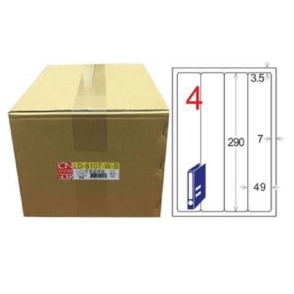 【龍德】LONGDER 三用電腦標籤 A4 4格 圓角 49*290mm 白色 1000張/箱 LD-8107-W-B(適用雷射、噴墨、影印)