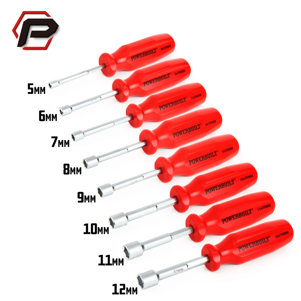 [寶力優 Powerbuilt] 8件式套筒螺絲起子組 公制螺絲起子 套筒 5-12mm 台灣製造/WSS1078