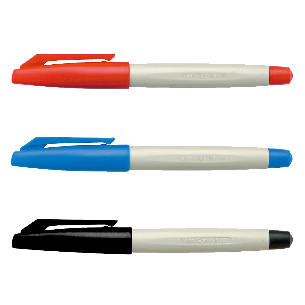 【SIMBALION 雄獅文具】簽字筆 紅/藍/黑 1.0mm 60支 /件 NO88(黑/紅/藍)  -  紅, , large