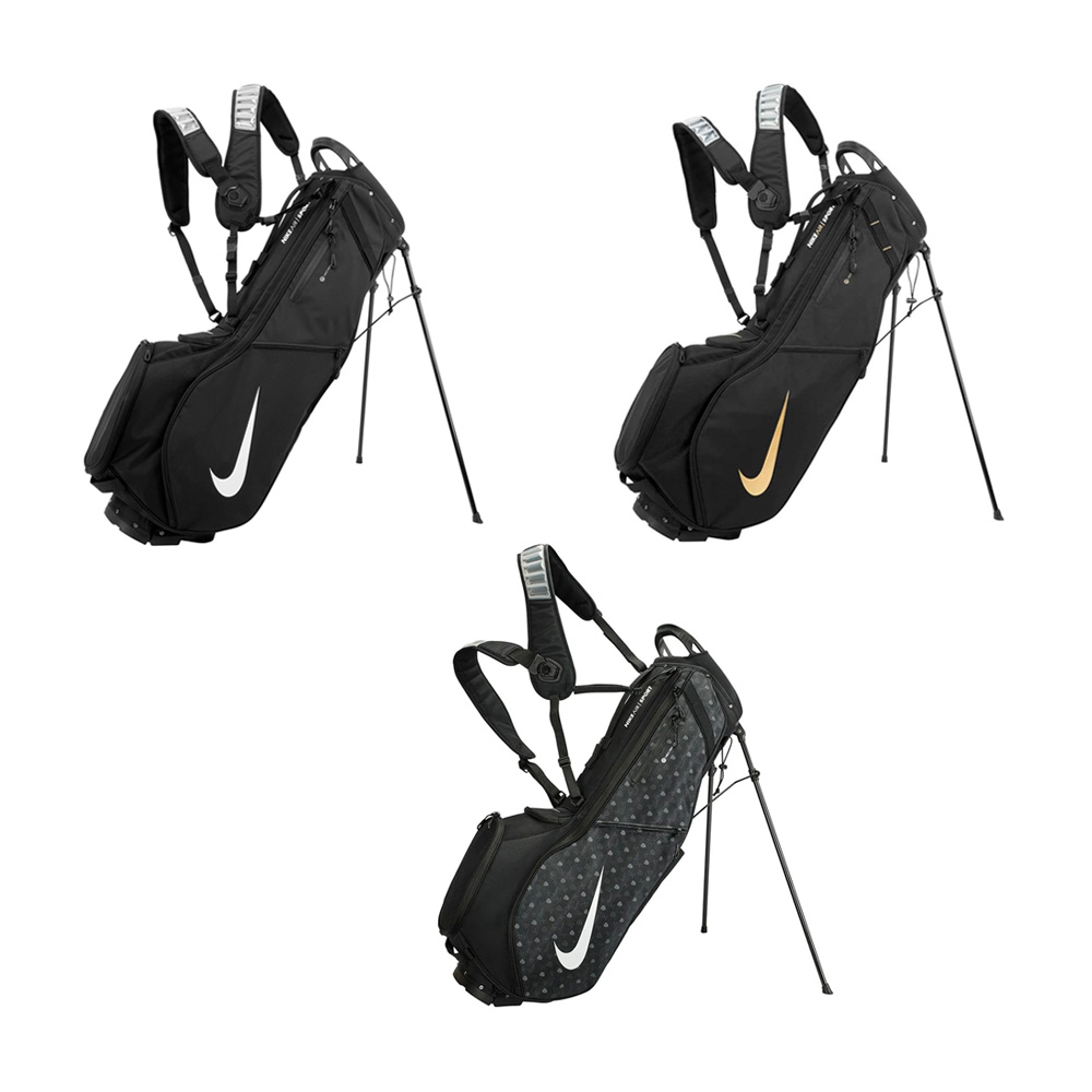 NIKE AIR SPORT 2 腳架袋 球桿袋 高爾夫球袋 4格 防水罩 雙背帶 可拆球袋 耐用束帶 黑 黑金 鐵灰, , large