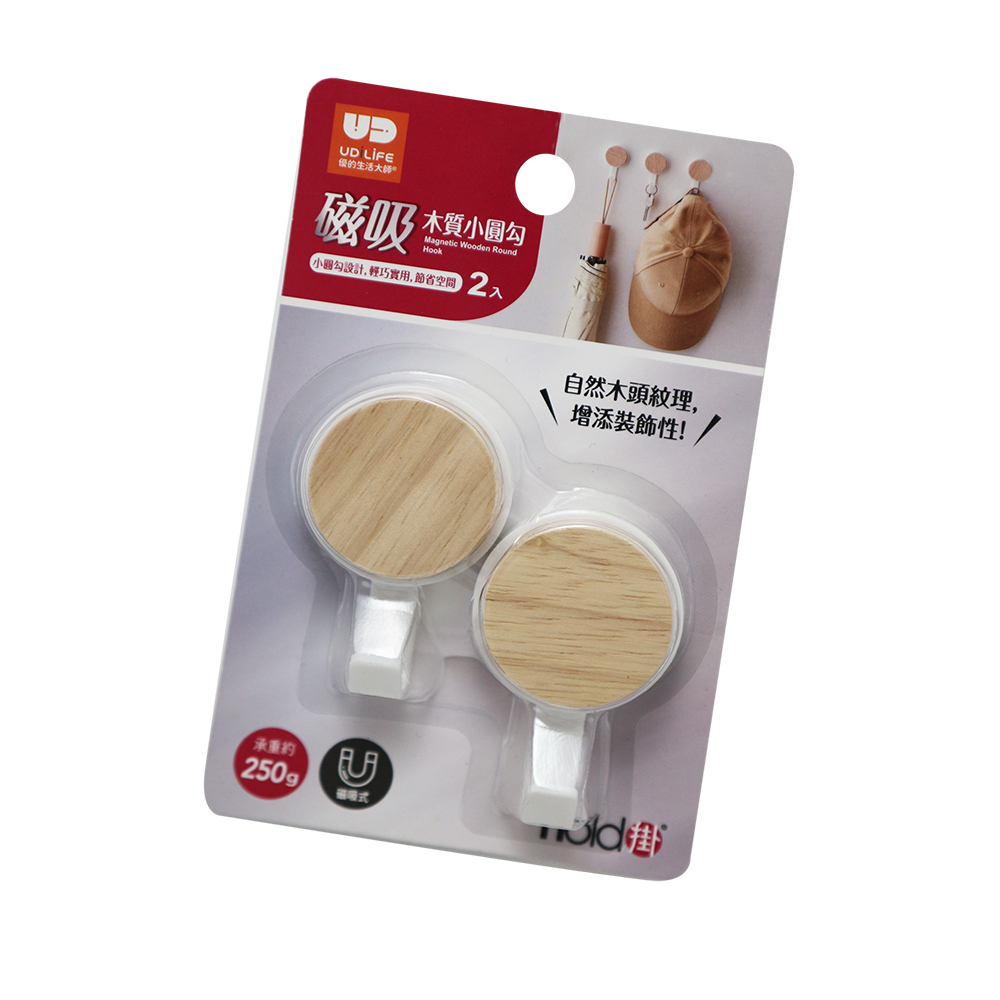 磁吸木質小圓勾-2入x4組, , large