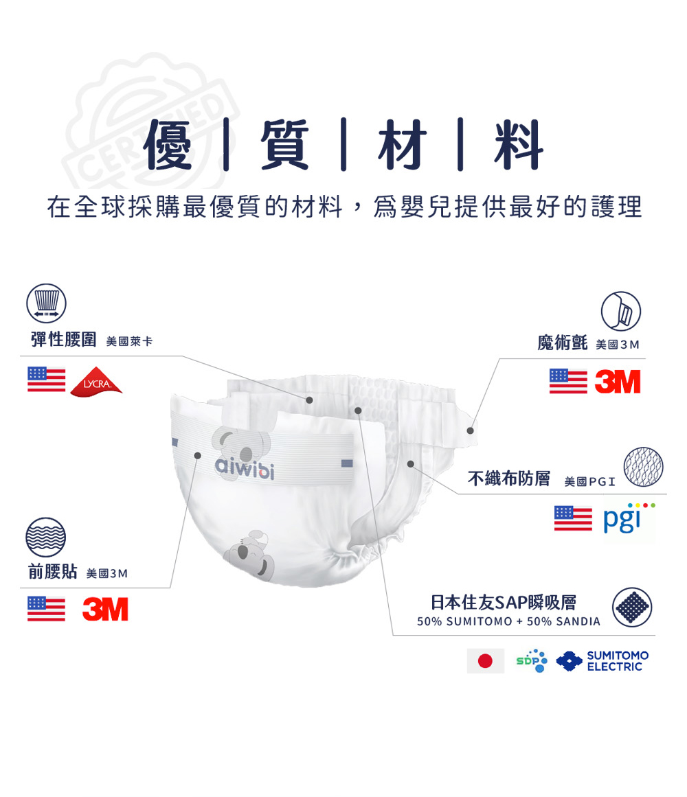 Aiwibi 愛薇彼 零觸感瞬吸紙尿褲 NB-XL(三包裝) 黏貼型, , large