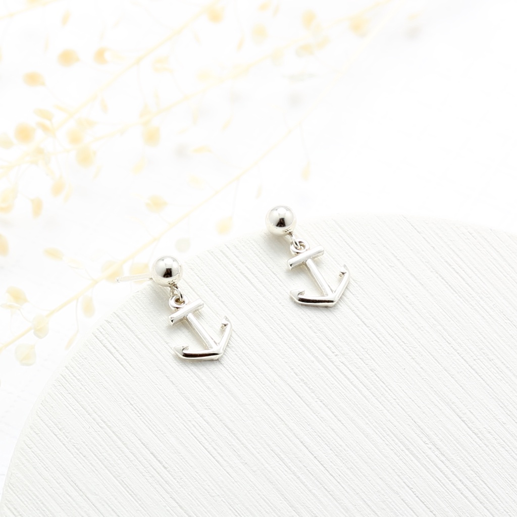 【Angel & Me】穩定 船錨 Anchor s925 純銀 耳環 (可改夾式) 生日 情人節 禮物, , large