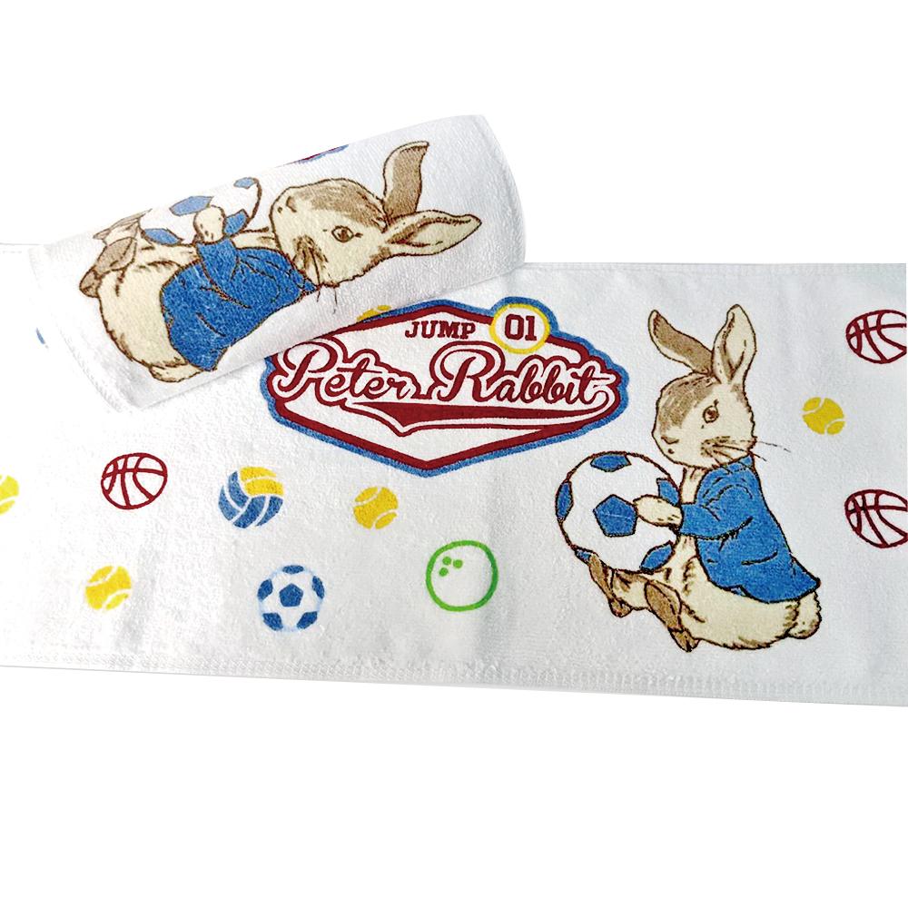 【PETER RABBIT 比得兔】純棉運動長巾301剪絨印花棉巾買一送一 (台灣MIT運動巾), 彼得兔印花, large