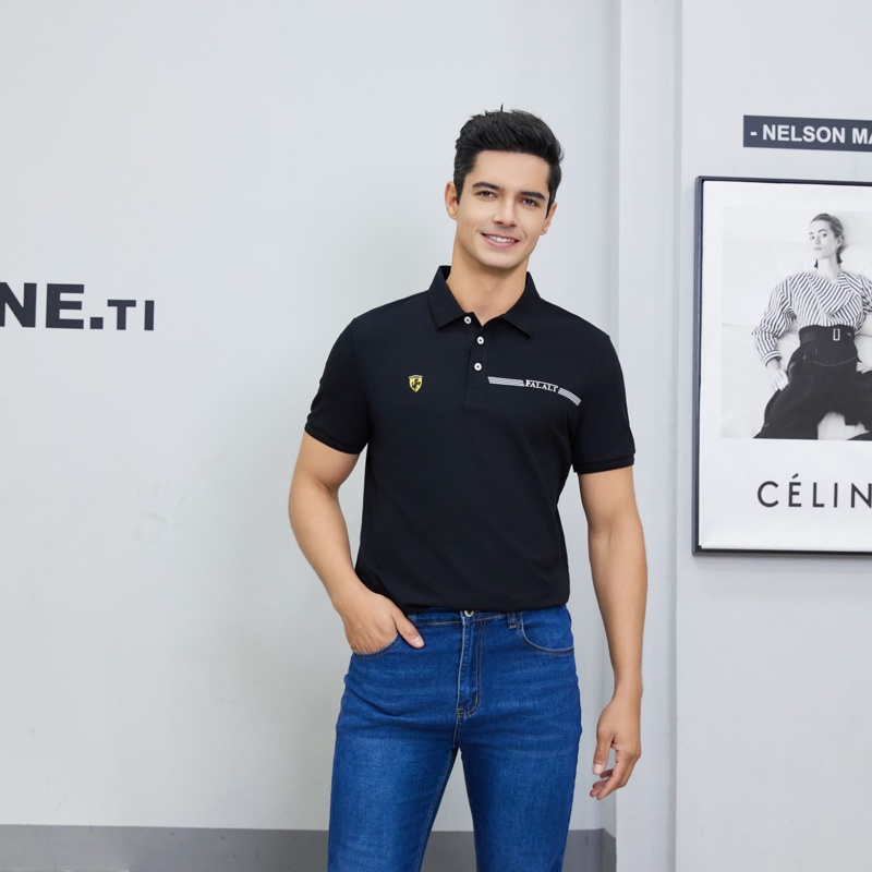 【FALALI】短袖冰感POLO衫-男(黑02)