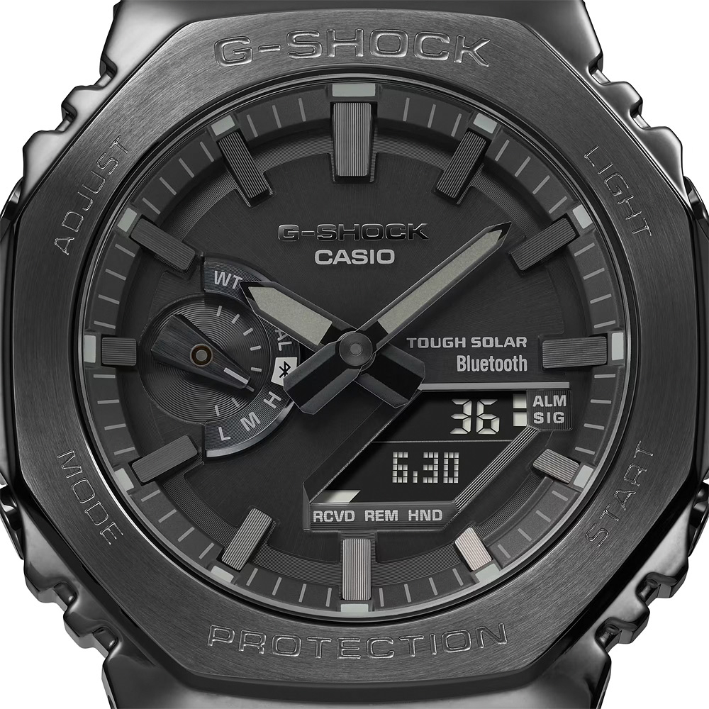 CASIO 卡西歐 G-SHOCK八角 全金屬版 太陽能藍芽雙顯手錶-黑 GM-B2100BD-1A, , large