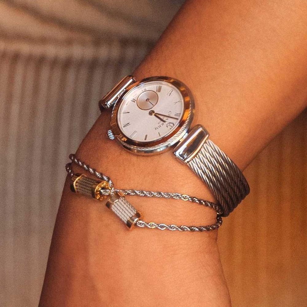 CHARRIOL 夏利豪 FOREVER WAVES CHARMS 鋼索手鍊 送禮推薦 06-104-1139-15, , large